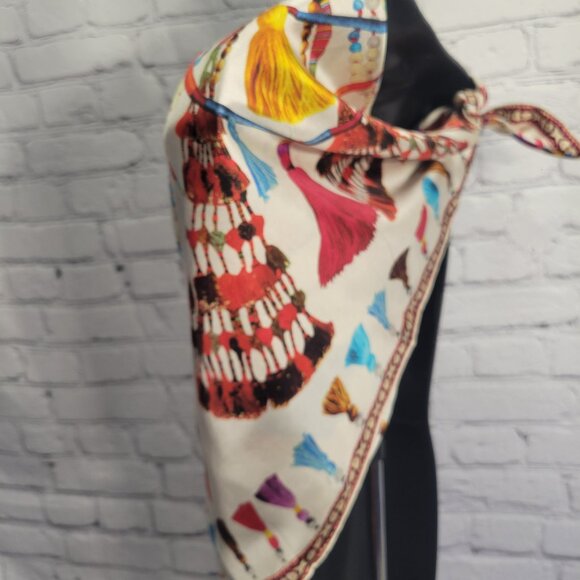 Echo Tassel Rhapsody 35" Silk Square Scarf - Picture 3 of 6